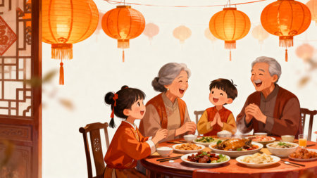 Happy Chinese New Year of the Elderly, Chinese Festivals.の素材