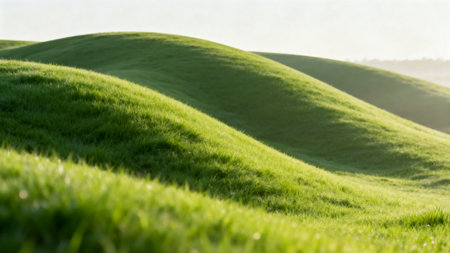 Green grass on a golf course in the morning light. Landscapeの素材