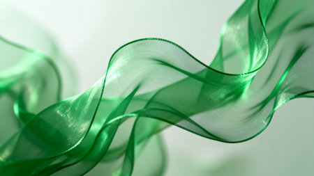 green wave on white background. abstract background. soft focus and blurの素材