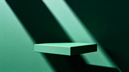 Podium or stand for product presentation on green background with shadow.の素材