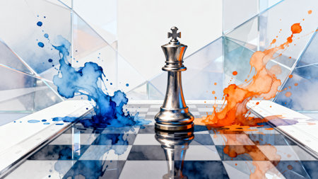 Chess battle concept of business ideas and competition. 3D renderingの素材