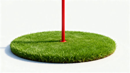 golf ball on green grass isolated on white background. 3d illustrationの素材