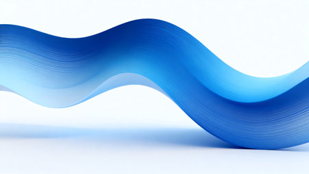 Abstract blue wave on a white background. 3d render illustration.の素材