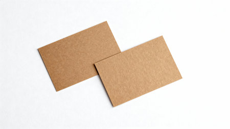 Kraft business card isolated on white background. Kraft paper mockup.の素材