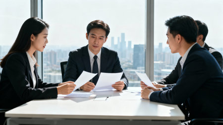 Group of business people discussing business plan in the meeting room at office.の素材
