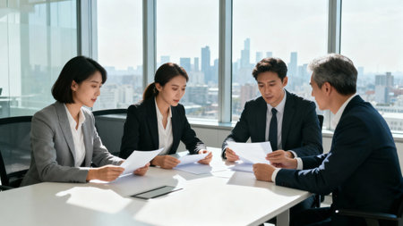 Asian business people working together in meeting room at office. Business concept.の素材