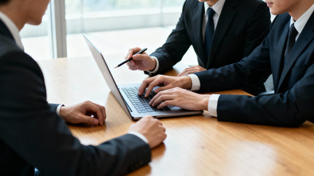 Businessman working with laptop computer in meeting room at office. Business concept.の素材