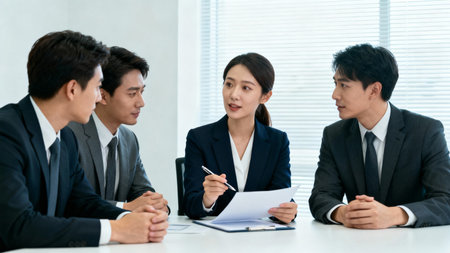 Young business people working together in the office. Business meeting concept.の素材