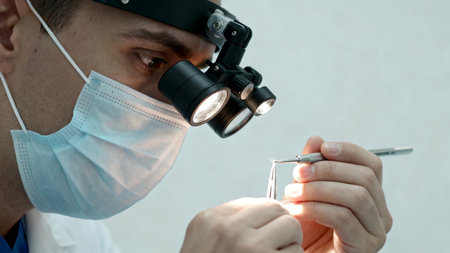 Doctor performing dental proceduresの素材