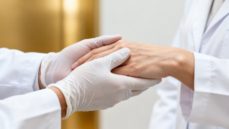medical professional holding patients handの素材