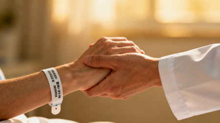 Handshake between medical professional and patientの素材