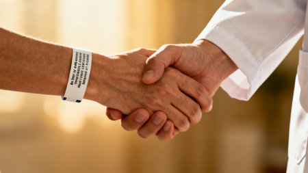 Handshake between doctor and patientの素材