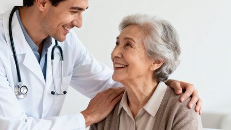 doctor with elderly patientの素材