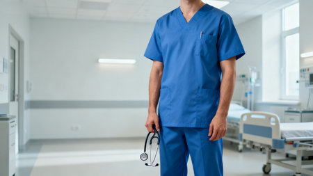 Doctor in Hospital Corridorの素材