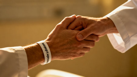 Handshake between medical professional and patientの素材