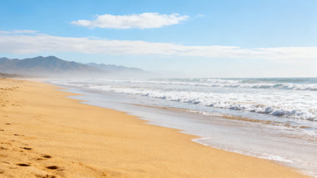 Beautiful sandy beach in Cabo de Gata, Almeria, Spainの素材