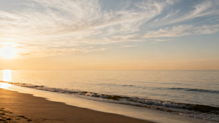 Sunset on the beach of Baltic sea in Poland, Europe.の素材