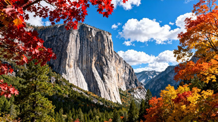 Yosemite National Park, California, United States. Autumn season in Yosemite Valley.の素材