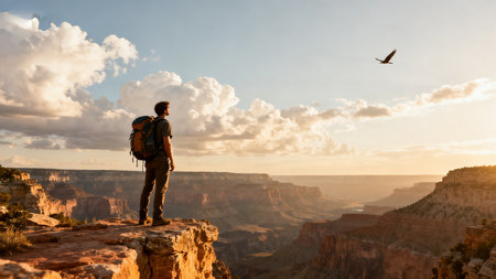 Hiker in the Grand Canyon National Park, Arizona, USA.の素材