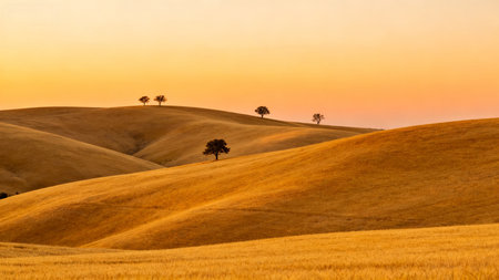 Rural landscape in Tuscany, Italy, at sunset.の素材