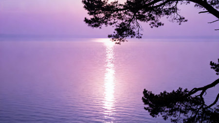 Beautiful sunset over the sea in Montenegro, Adriatic Seaの素材