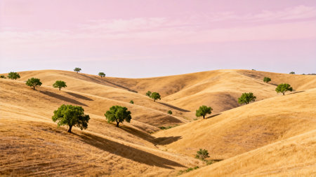 Typical landscape in the plains of Val d'Orcia, Tuscany, Italyの素材