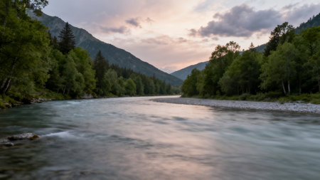 Mountain River at Sunsetの素材