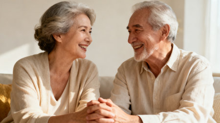 Elderly couple sharing a joyful momentの素材
