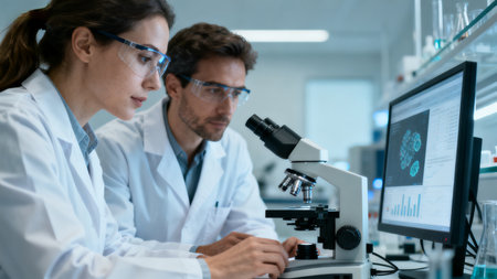 Scientists working in a laboratoryの素材