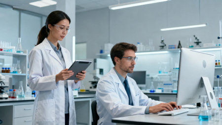 scientists working in laboratoryの素材