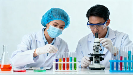 Scientists working in a labの素材