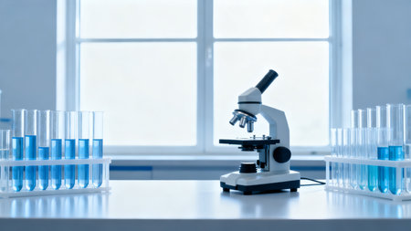 Laboratory microscope and test tubesの素材