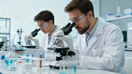 Scientists working in a laboratoryの素材