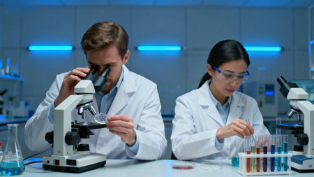 Scientists working in a laboratoryの素材