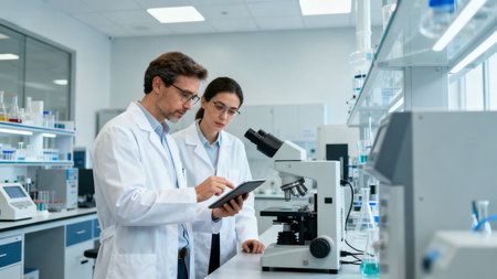 Scientists in a laboratoryの素材