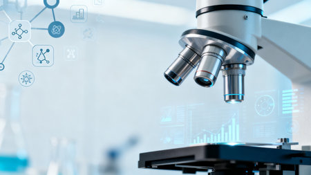 Microscope in laboratory settingの素材