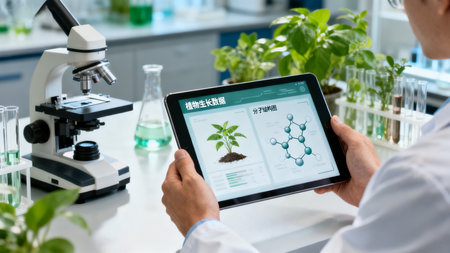 Scientist Analyzing Plant Growth Dataの素材