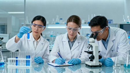 Scientists working in a labの素材