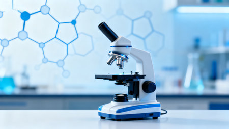 Microscope in laboratory settingの素材