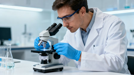 Scientist working in laboratoryの素材