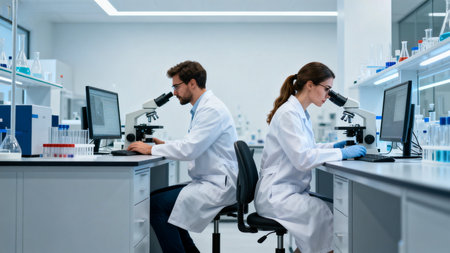 scientists working in laboratoryの素材