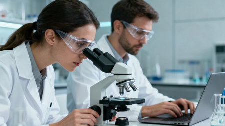 Scientists working in laboratoryの素材