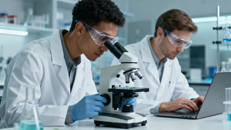 Scientists working in a laboratoryの素材