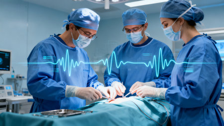 Surgeons performing operations in hospitalの素材