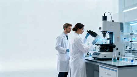 Scientists working in a laboratoryの素材