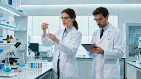 Scientists in a laboratoryの素材