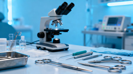 Laboratory microscope and medical toolsの素材