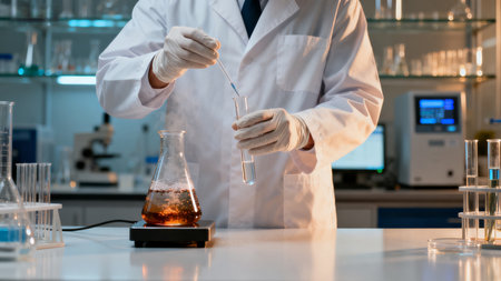 Scientist conducting experiments in labの素材