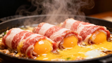 Japanese Shabu-shabu wagyu with eggの素材