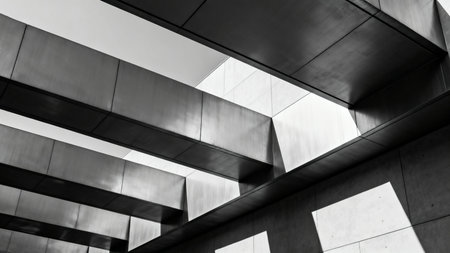 abstract of modern architecture in black and white tone for background usedの素材